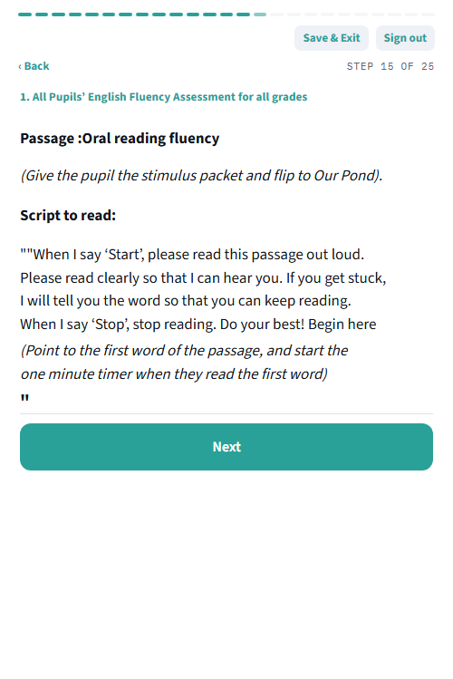 Passage instructions