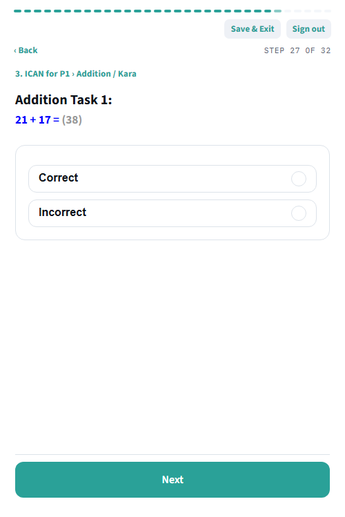 Addition task